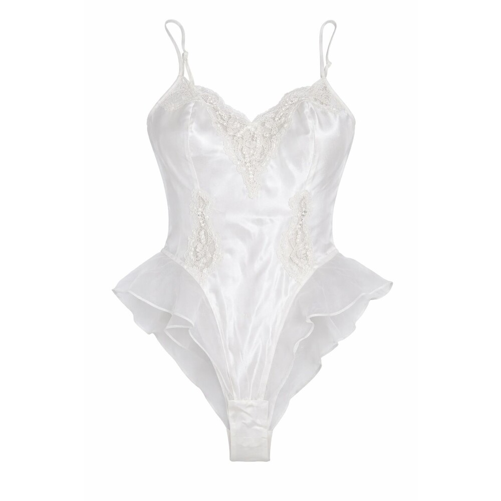 Vintage Victoria's Secret Women's 90s Cream Lace Bodysuit Lingerie / Medium